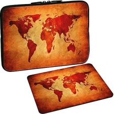 Pedea Design neoprene brown global map 15.6" sleeve